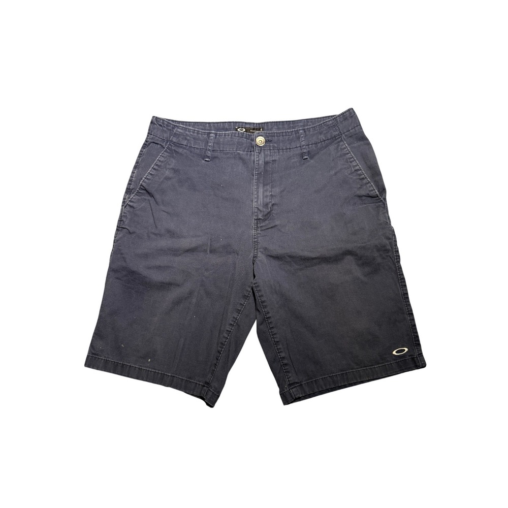 Oakley Mens Navy Blue Regular Fit Chino Shorts Size 33 Flat Front Logo